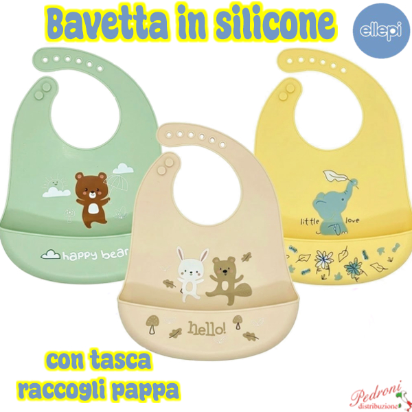 ELLEPI Bavaglia neonato *in SILICONE* AD9867 cm.27x23